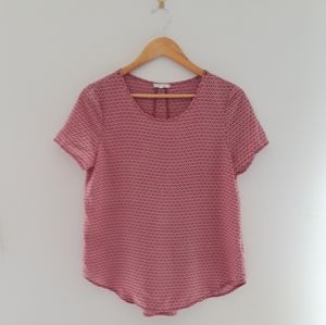 Pleione red and white pattern blouse